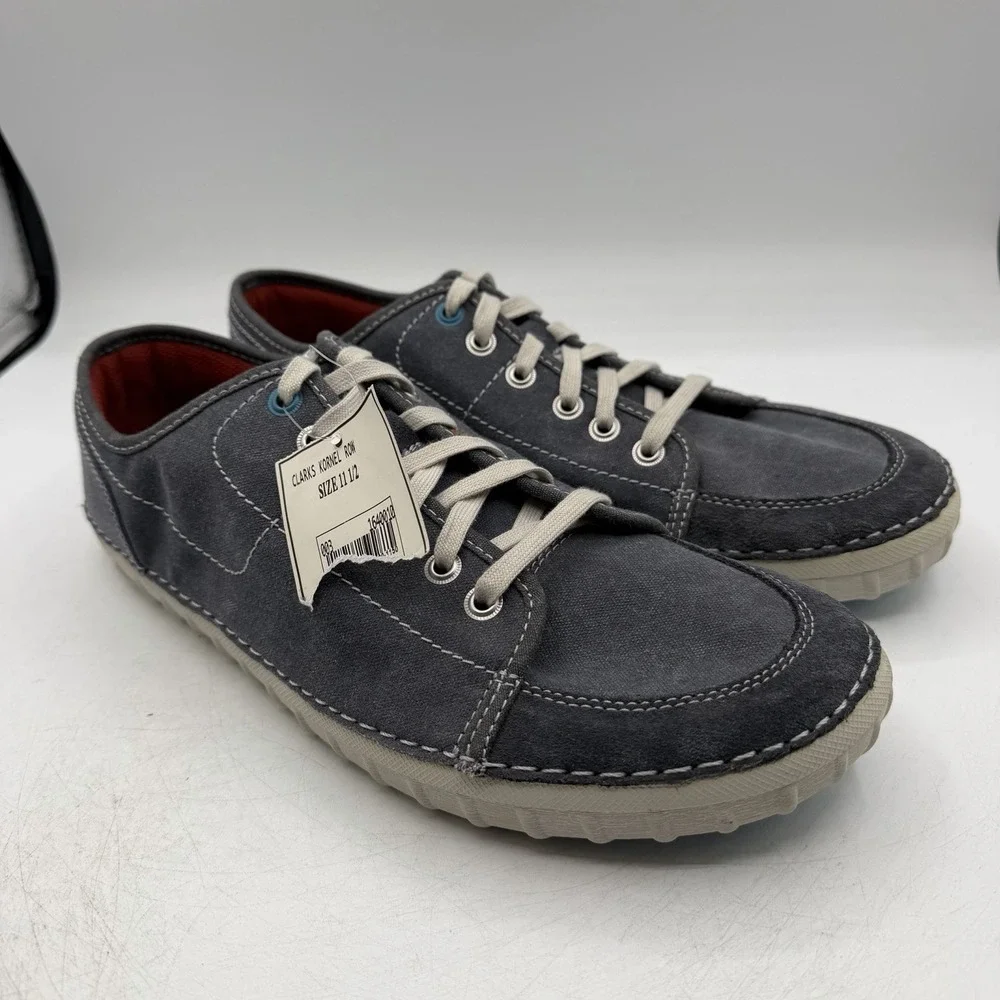 Clarks Kornel Row Shoes Mens Sz 11.5 M Navy Blue Canvas Casual Sneakers NWT